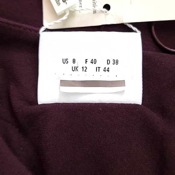 NWT AKRIS PUNTO Wine Sheath Dress w/ Black  Embroidered Accent - Picture 11 of 16